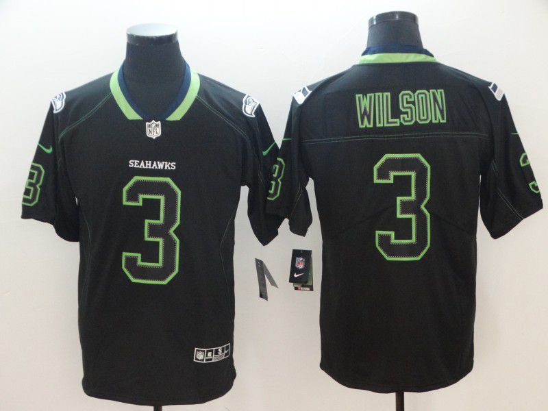 Men Seattle Seahawks #3 Wilson Nike Lights Out Black Color Rush Limited NFL Jerseys->pittsburgh steelers->NFL Jersey